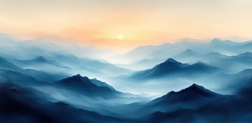 Blue Beige Gradient Background with Grainy Texture and Glowing Light Effect for Banner and Poster Design