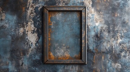 Naklejka premium Rusting frame mockup closely hangs on textured wall photo.. AI Generated