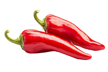 Two red peppers are on a white background
