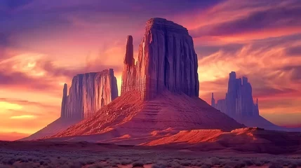Selbstklebende Fototapeten Monument Valley Buttes at Sunset: Arizona Landscape Photography. AI Generated © heinng
