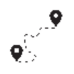 maps icon pixel art, vector illustration on isolated background.