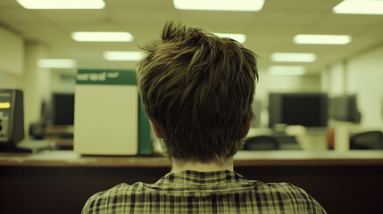 Person working at desk with poor posture, emphasizing the importance of ergonomic practices for maintaining health and productivity in the workplace