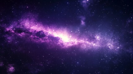 Naklejka premium Vibrant purple galaxy shines brightly in deep space digital painting.. AI Generated