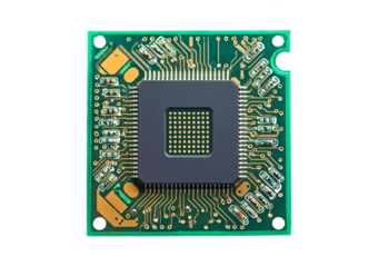 Macro shot microchip isolated on transparent or white background.