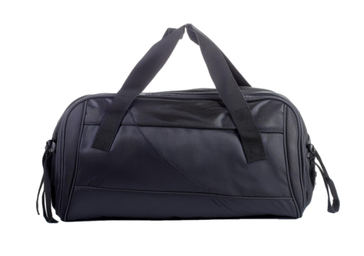 Black sport bag isolated on a transparent or white background