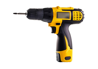 Yellow screwdriver isolated on transparent and white background.