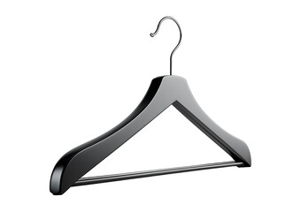 Black hanger for clothes isolated on transparent and white background. Hanger concept