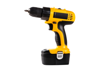 Yellow screwdriver isolated on transparent and white background.
