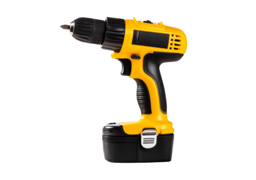 Yellow screwdriver isolated on transparent and white background.