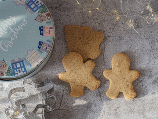 top view of a box with Christmas motifs and the text 