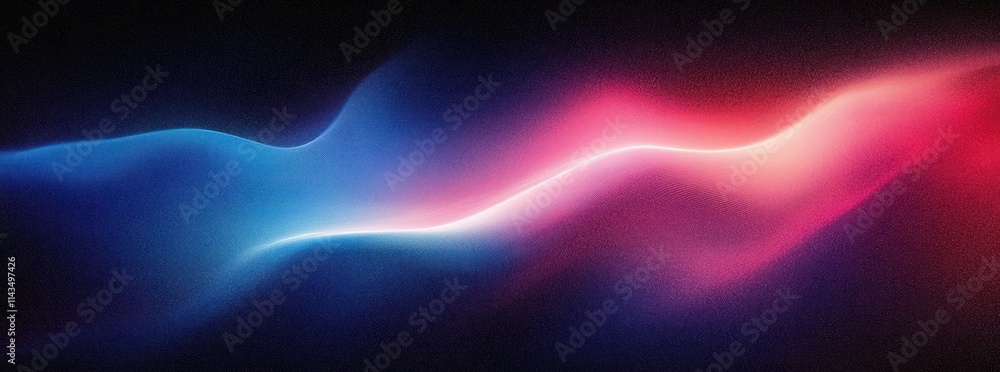 Poster abstract vibrant background with gradient blue and pink flowing shapes and glowing noise texture