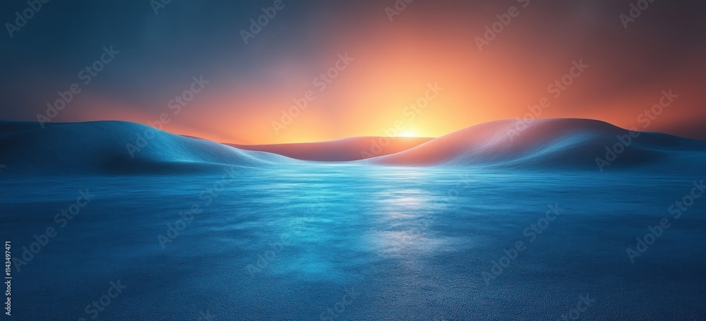 Aufkleber blue light gradient abstract background with soft glowing ray texture and dark grainy design