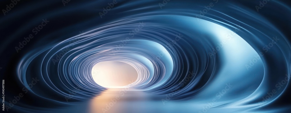 Poster futuristic abstract tunnel with blue light and dynamic perspective