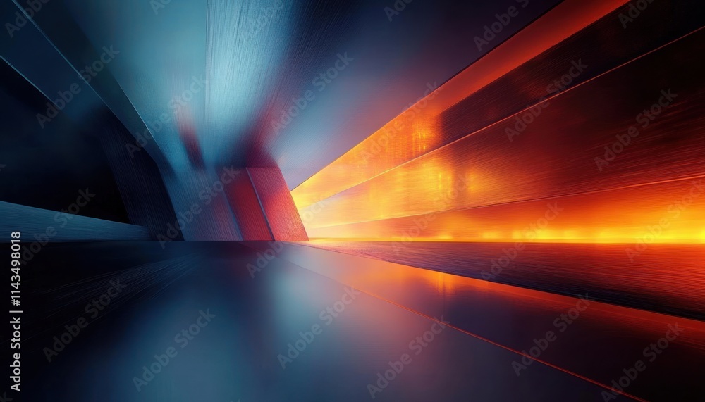 Poster futuristic abstract landscape with diagonal lines and sharp angles in digital art