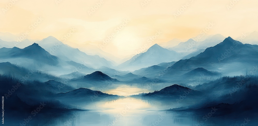 Poster blue beige gradient background with noise texture effect for poster banner design