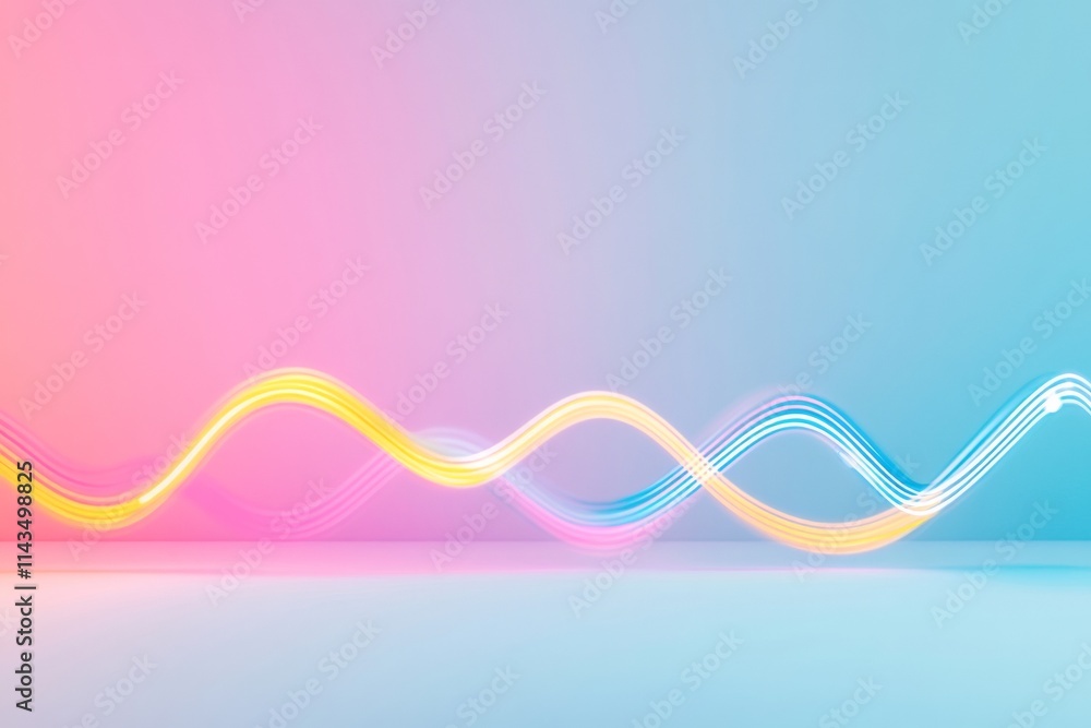 Poster minimalist pastel data visualization flowing abstract lines in soft light