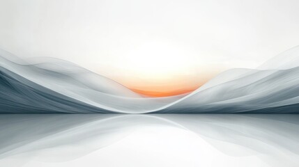 Minimalist Abstract Landscape Smooth Lines Serene Atmosphere Modern Design White Background Digital Art