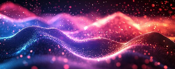 Fototapeta premium Futuristic Digital Landscape with Glowing Networks for Technology Education and Multimedia Presentations