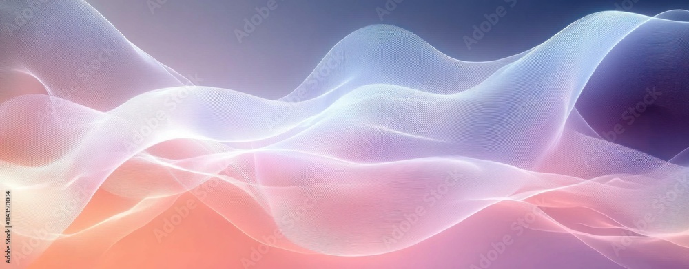 Aufkleber abstract waves soft pastel digital art background with smooth curves and minimalistic composition