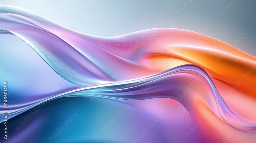 Poster fluid abstract glass shapes background with smooth curves and gradients