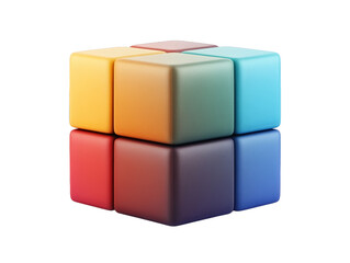 Obraz premium Colorful cube on black background, a vibrant contrast of color and geometry in digital art