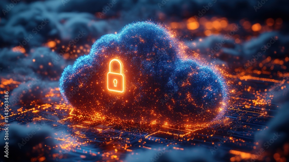 Poster Cloud Security Data Protection Cybersecurity Computing Services Digital Infrastructure Privacy Encryption Technology