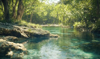 Fototapeta premium Water conservation in lush forest landscape nature scene