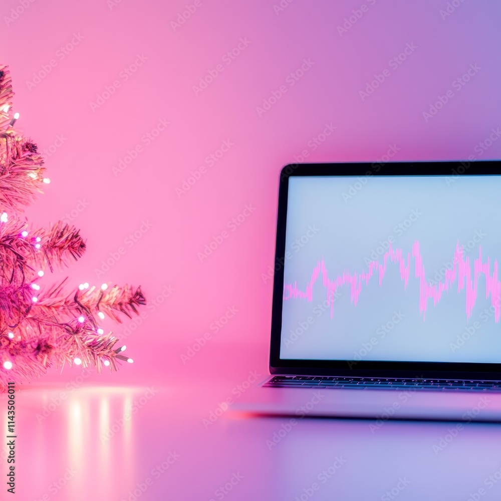 Poster modern cryptocurrency analysis setup with neon accents and festive vibes