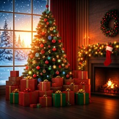 christmas tree with gifts