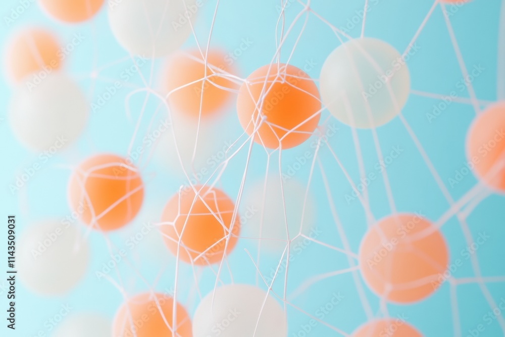 Poster pastel network abstract web of circular connectivity
