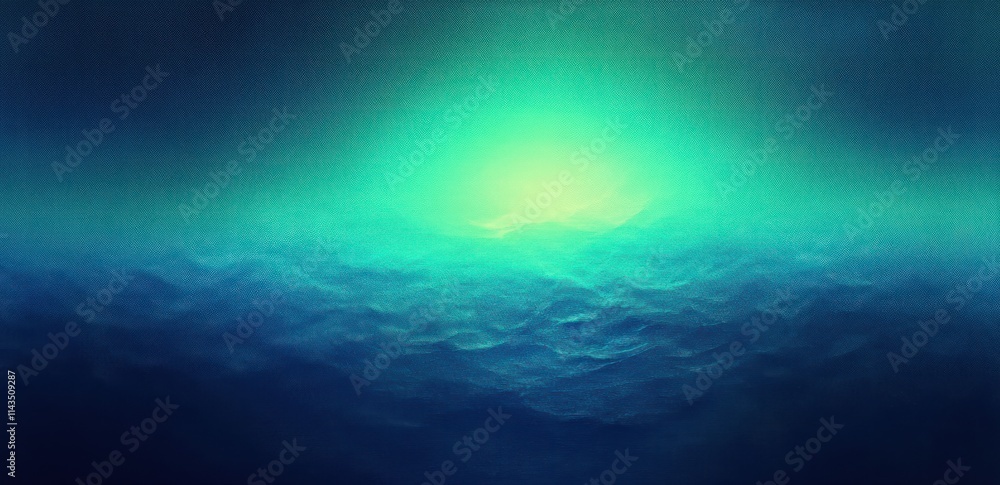 Poster deep blue and vibrant green abstract gradient background with soft lighting and minimalist design