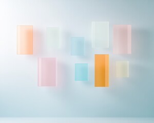 Floating Translucent Rectangles Surreal Abstract Geometry in Muted Colors
