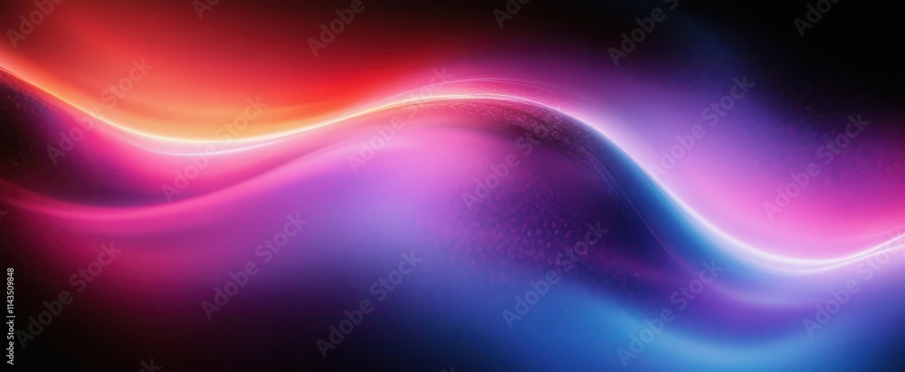 Poster vibrant abstract composition with smooth curves and gradients in neon colors featuring deep purples 