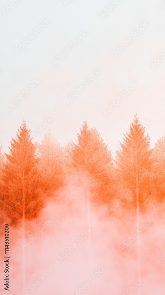 Poster misty forest with diffused light and subtle weather symbols