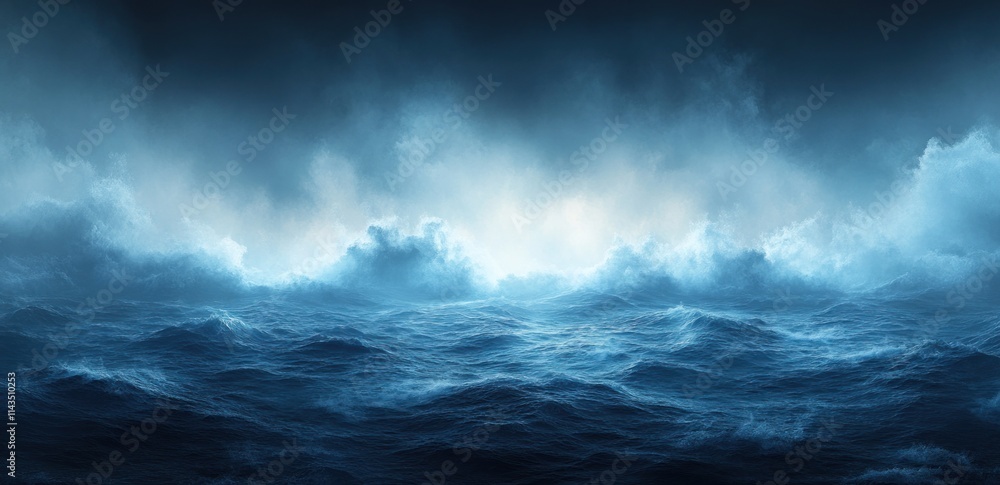 Fototapete blue gradient background soft glow light effect abstract design dark noise texture