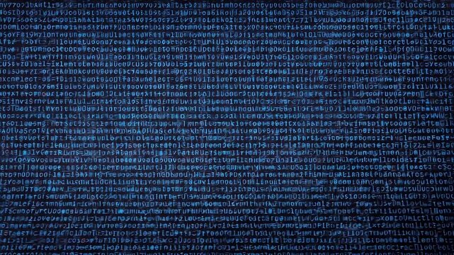 Abstract Blue Textural Background of Random Alpha-Numeric Characters