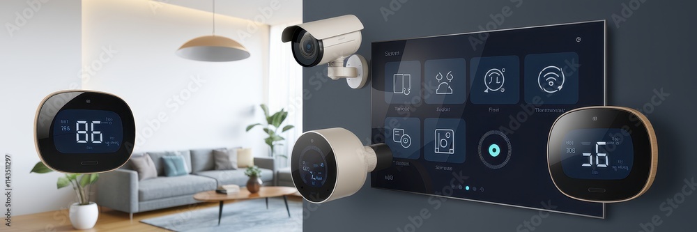 Poster smart home system displaying temperature and security