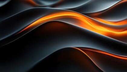 Dynamic Abstract Background with Flowing Waves in Black and Orange