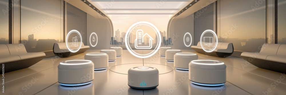 Poster futuristic smart home control system interface design