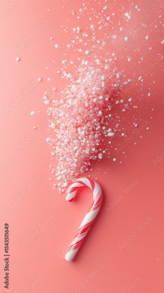 Aufkleber hyper-realistic candy cane and ornament burst on minimalist background