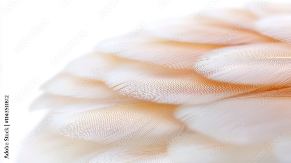 Poster a close-up of delicate, soft feathers showcasing intricate textures and subtle colors against a ligh