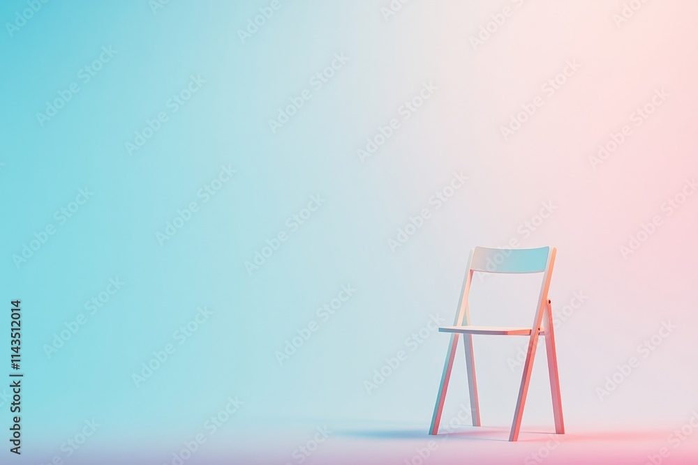 Poster minimalist serenity single chair in soft light with ethereal projection