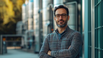 Naklejka premium Portrait of an innovative carbon-neutral urban industry