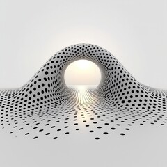 Abstract Landscape with Dots and Sunlight in a Minimalistic Space