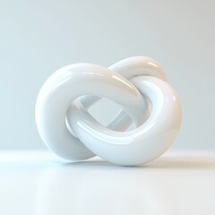 Modern Abstract Sculpture of Intertwined White Shapes in Minimalist Space