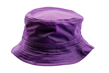 a purple bucket hat isolated on a transparent background the hat has a wide brim and a flat crown it is made of a lightweight material and is perfect for keeping the sun out of your eyes
