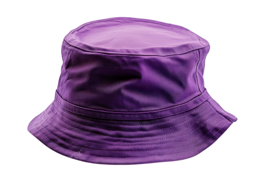 a purple bucket hat isolated on a transparent background the hat has a wide brim and a flat crown it is made of a lightweight material and is perfect for keeping the sun out of your eyes