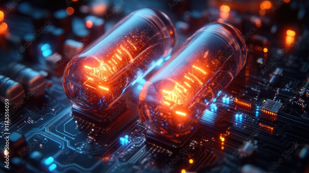 Aufkleber artificial intelligence and big data fusion in technology human brain and processor illumination