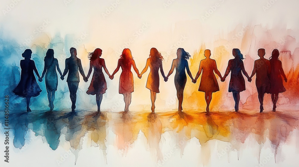 Poster unity and diversity in community holding hands together for support and cooperation