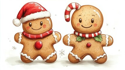 Two Adorable Gingerbread Men Celebrate Christmas Cheer